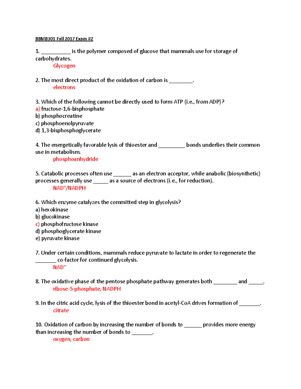 Practice Exam 2Answers - BBMB301 Fall 2017 Exam #2 1. __________ is the ...