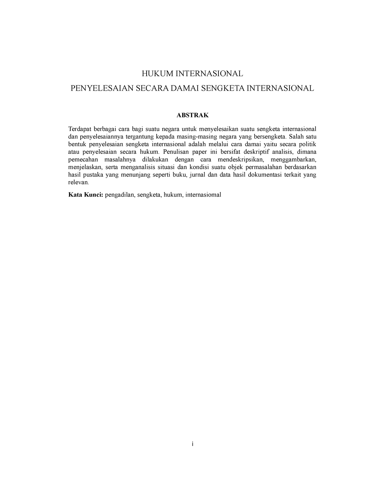 Penyelesaian Secara Damai Sengketa Internasional - HUKUM INTERNASIONAL ...