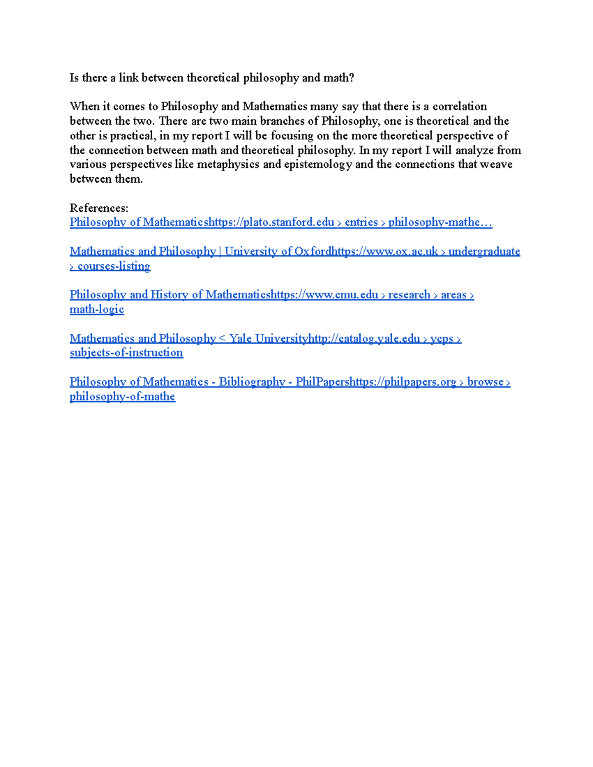 01 Project - Is there a link between theoretical philosophy and math ...