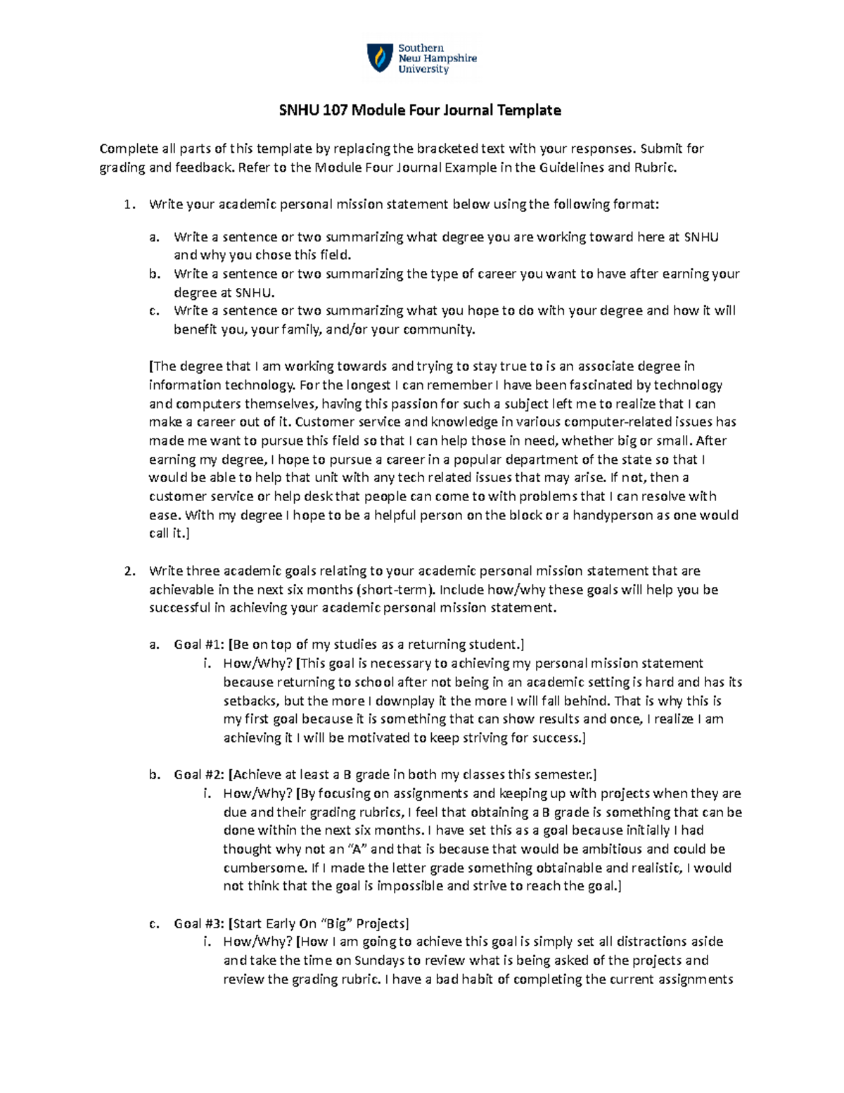 SNHU 107 Module Four Journal Template (1) (1) - SNHU 107 Module Four ...