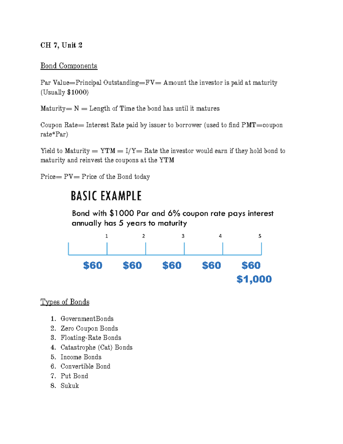 Interest Rates And Bond Valuations Ch 7 Unit 2 Bond Components Par