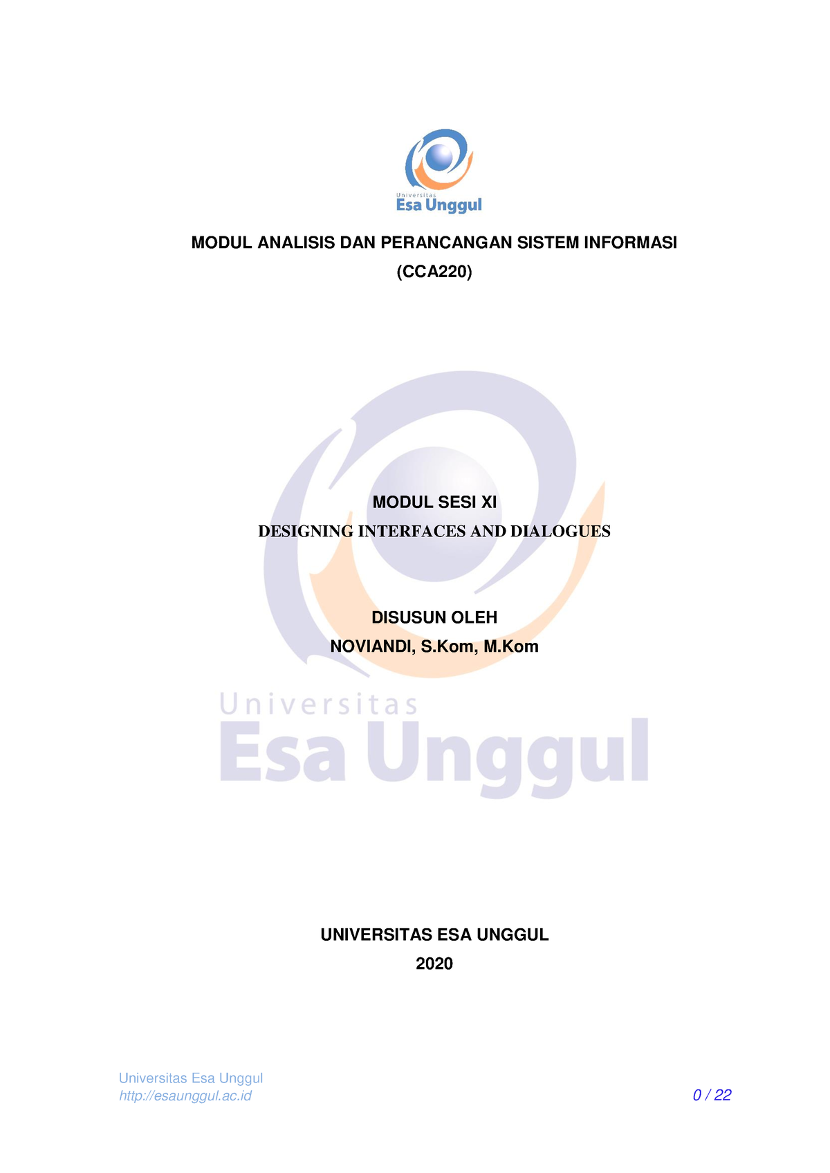 Modul Sesi 11 - Latihan - Universitas Esa Unggul MODUL ANALISIS DAN ...