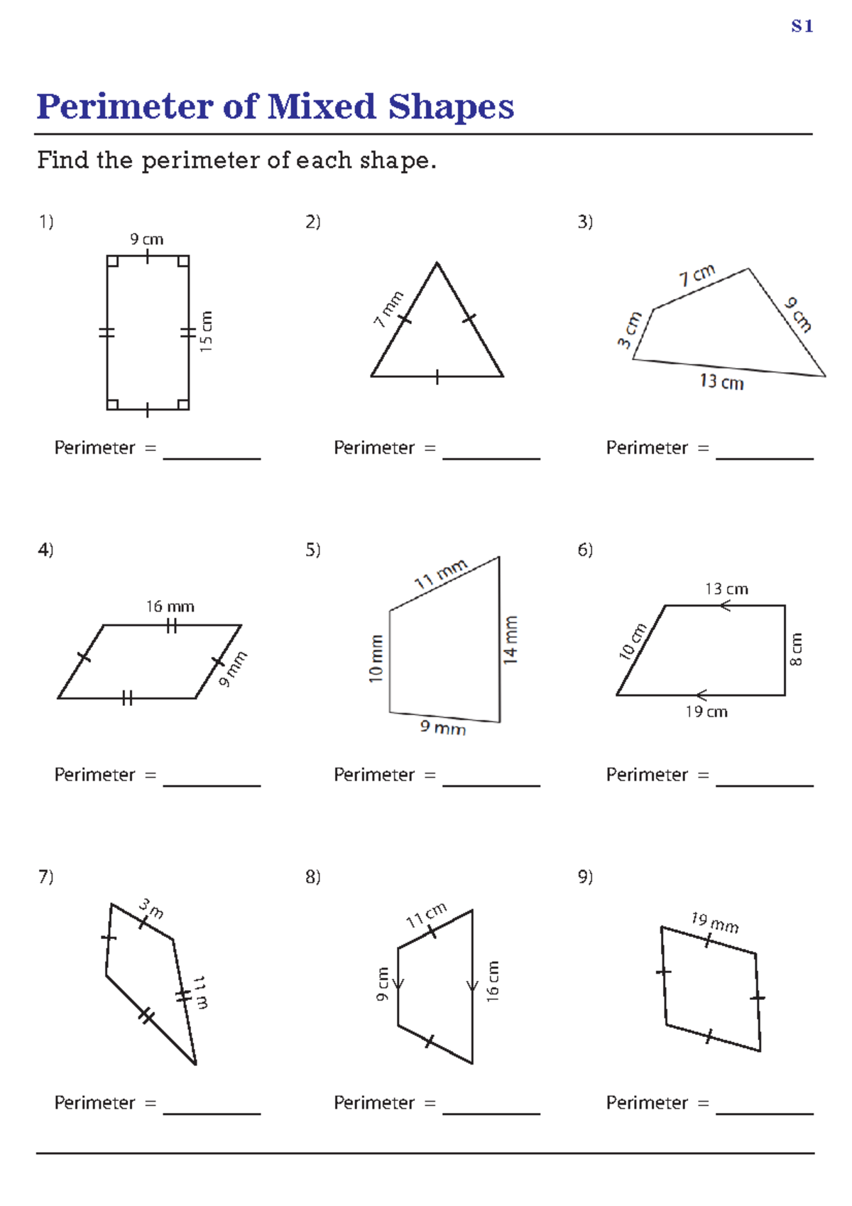 Good Worksheet - Questions For Perimeter Practice. These Questions Are ...