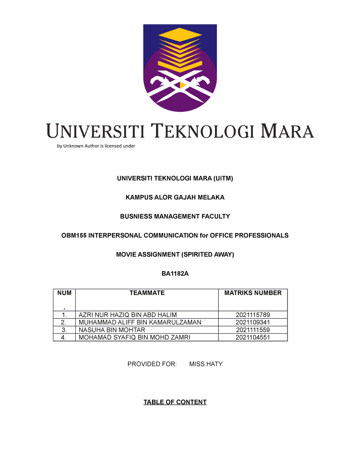 movie assignment obm155