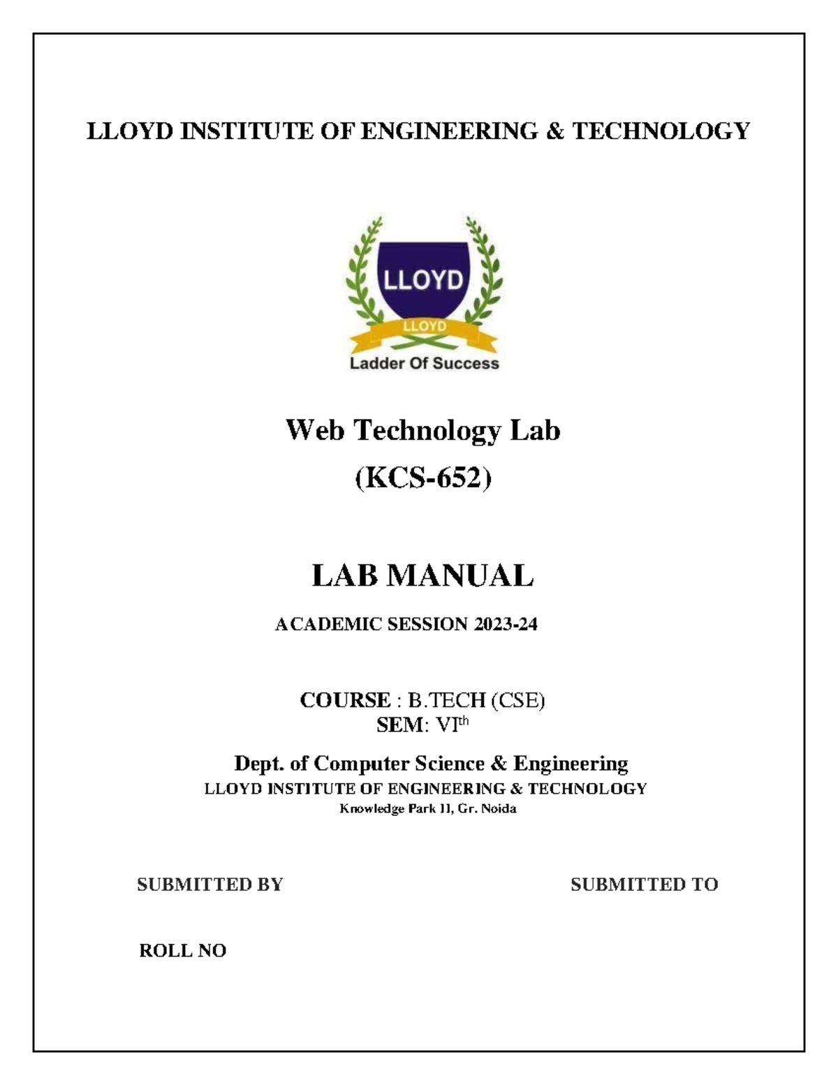 WT Lab Manual 23-24 - Web technology lab manuwal - LLOYD INSTITUTE OF ...
