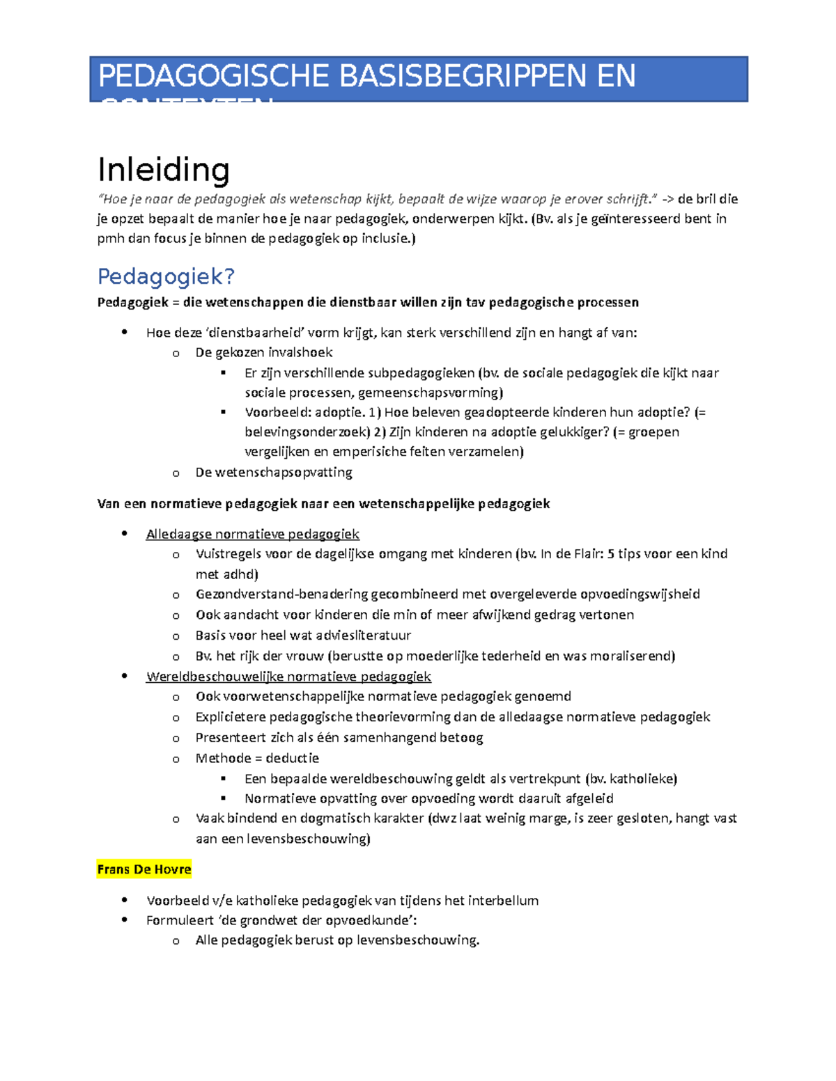 Pedagogische Basisbegrippen EN Contexten - PEDAGOGISCHE BASISBEGRIPPEN ...