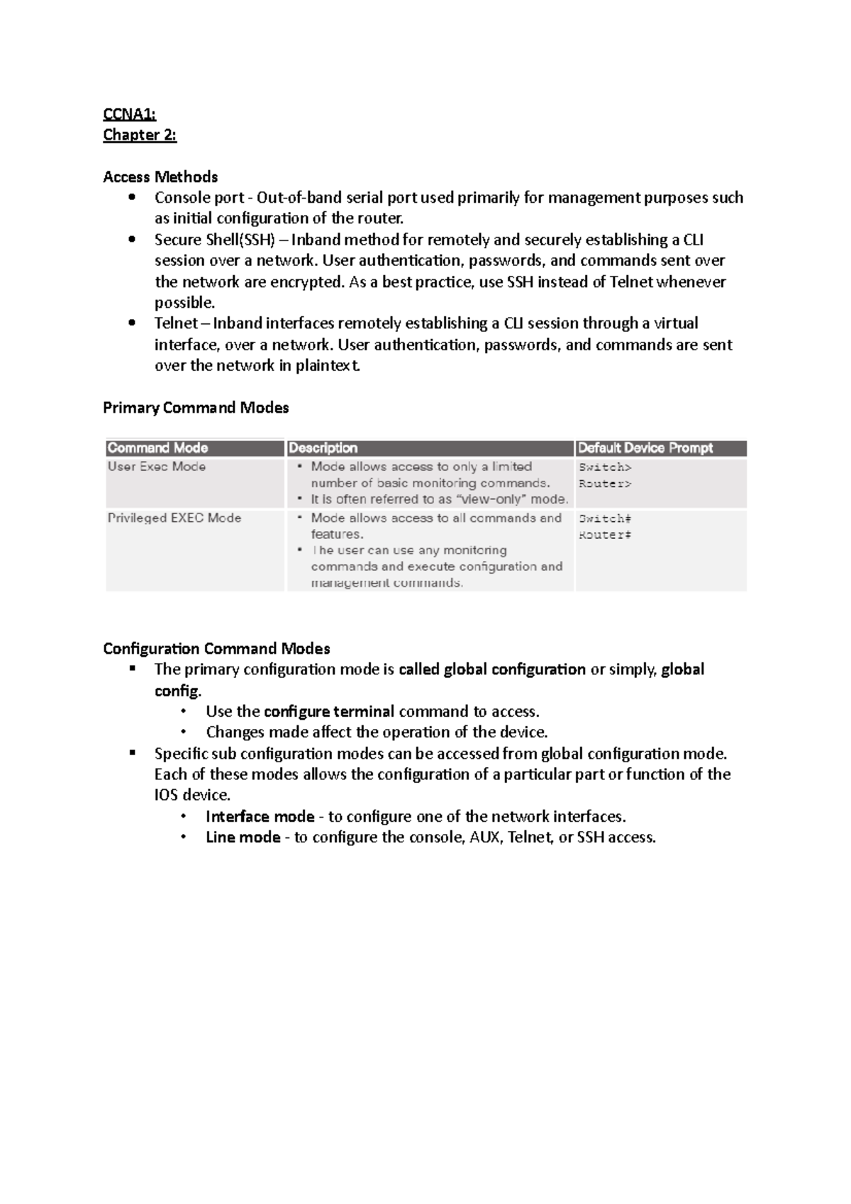 Routing & Internetworks Notes - CCNA1: Chapter 2: Access Methods ...