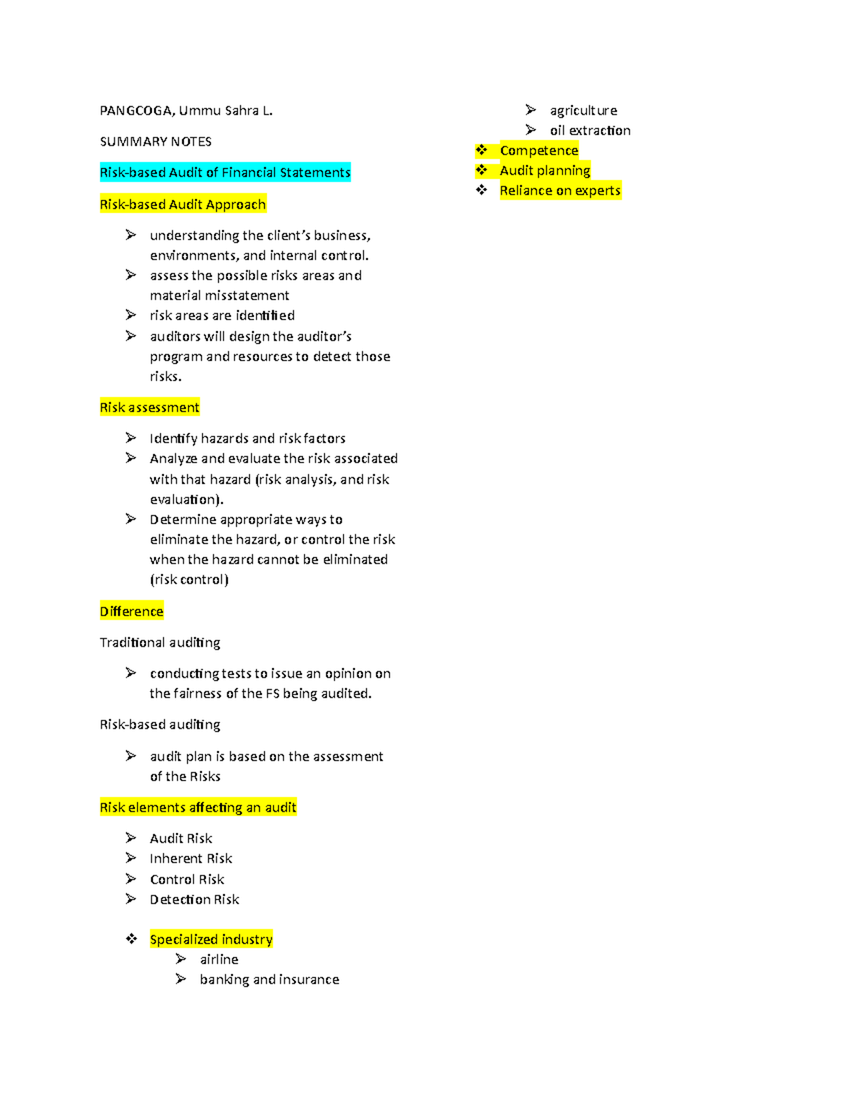 Summary ON Specialized Industries - PANGCOGA, Ummu Sahra L. SUMMARY ...