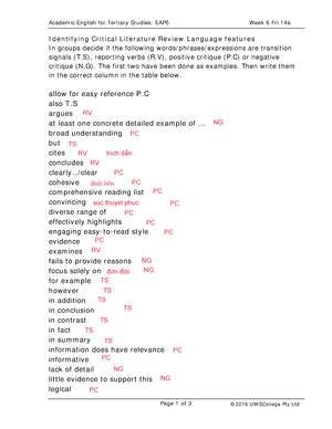 critical literature review eap5