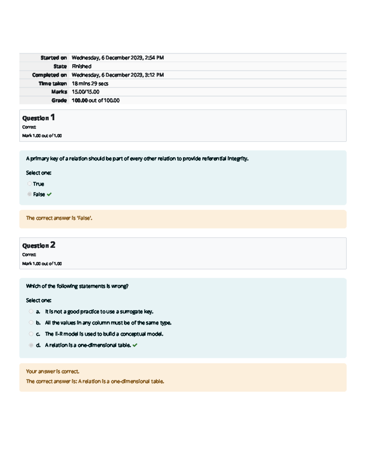 Graded Quiz Unit 3 Attempt review Home - Started on Wednesday, 6 ...