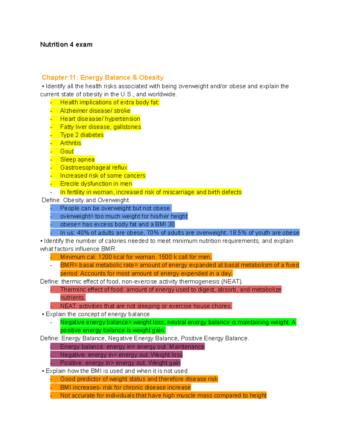 Nutrition 4 Exam - Each PDF Has The Study Guide For The Exam With The ...