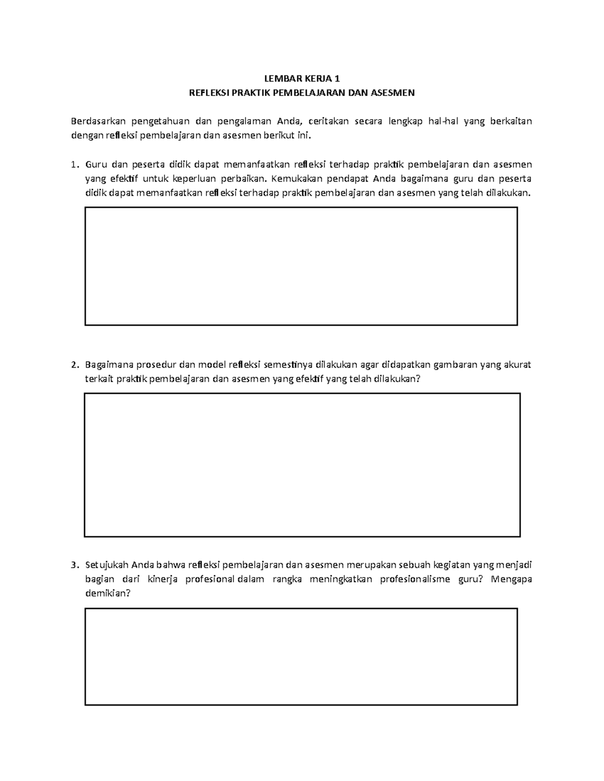 Topik 7 Lk 1 Lembar Kerja 1 Refleksi Praktik Pembelajaran Dan