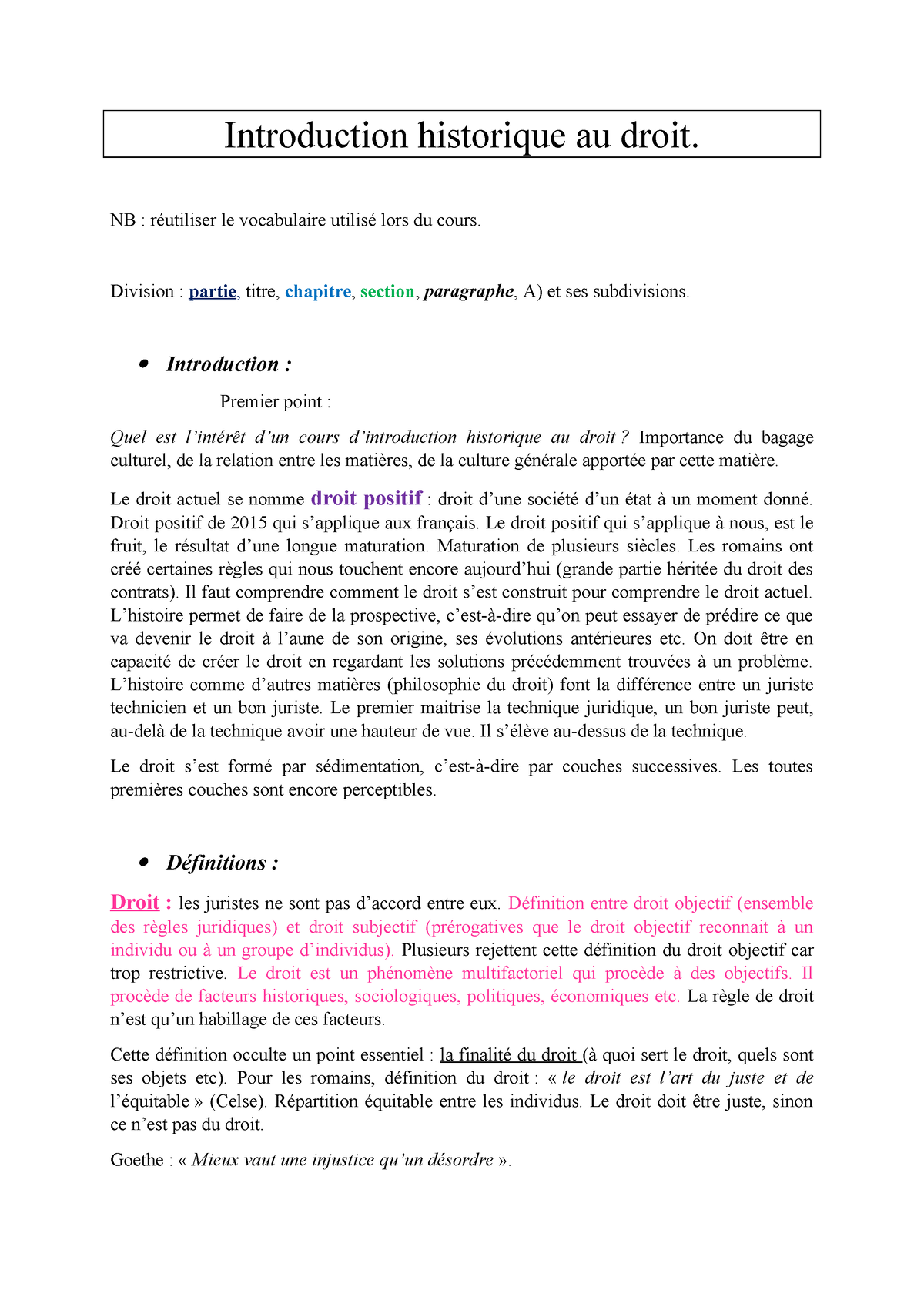 Introduction-historique-au-droit Semestre 1 - Introduction Historique ...