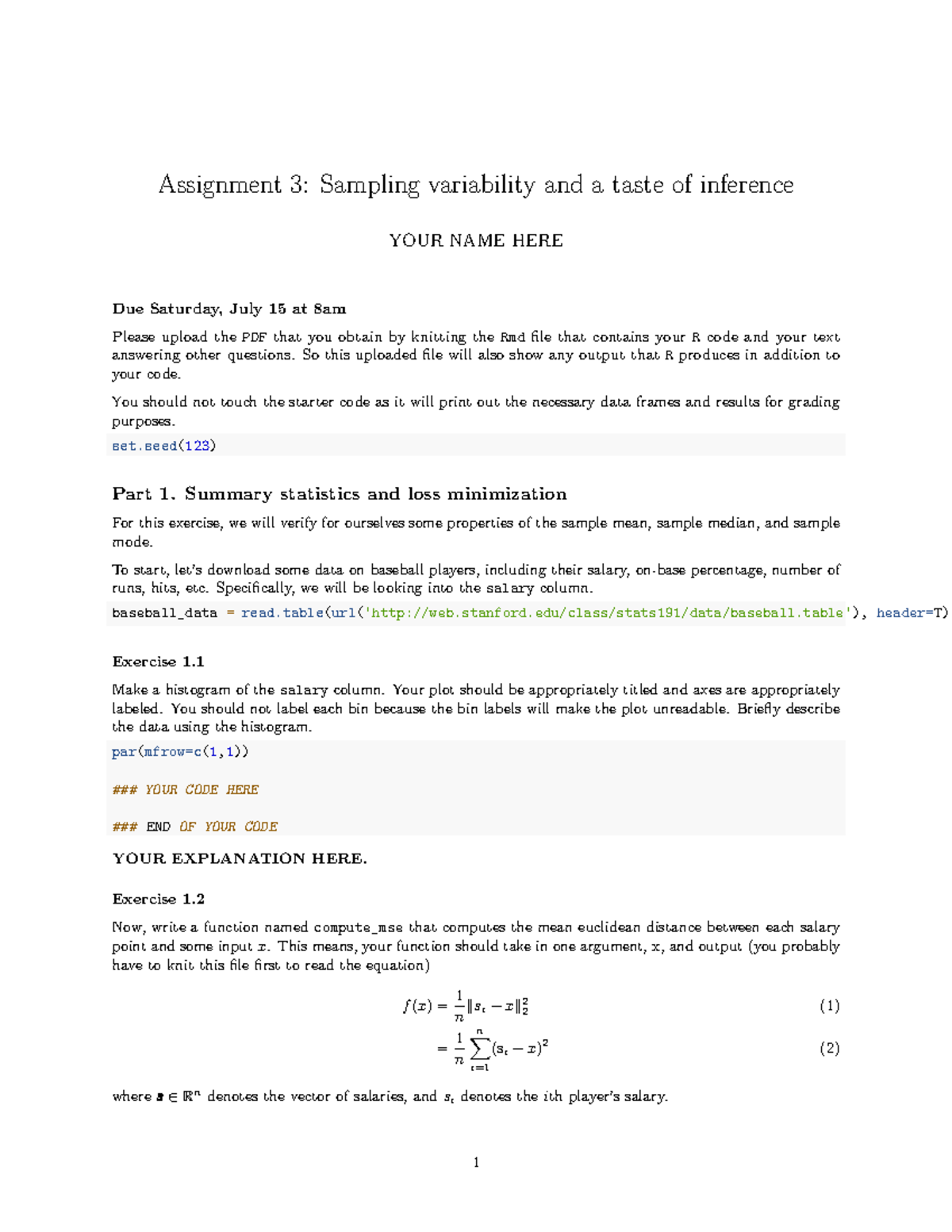 data science take home assignment examples