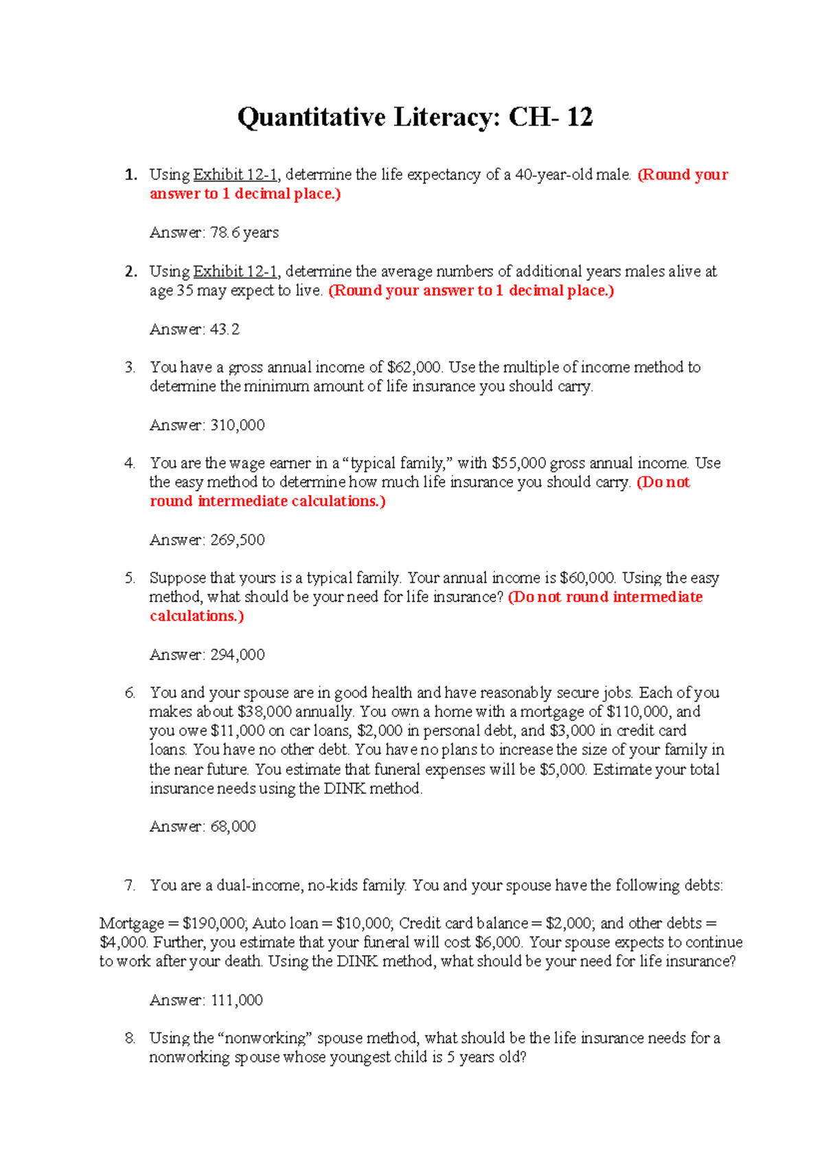 Quantitative Literacy Ch. 12 Quantitative Literacy CH 12 Using