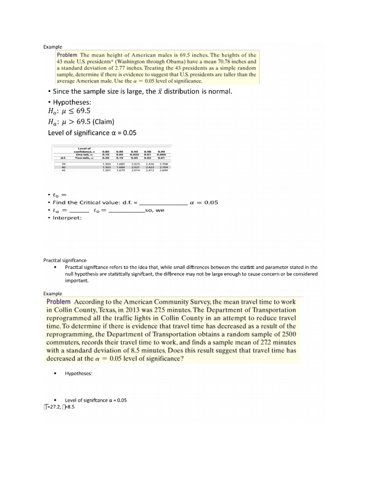 7.3.2 notes unit 3 - Example Problem The mean height of American males ...