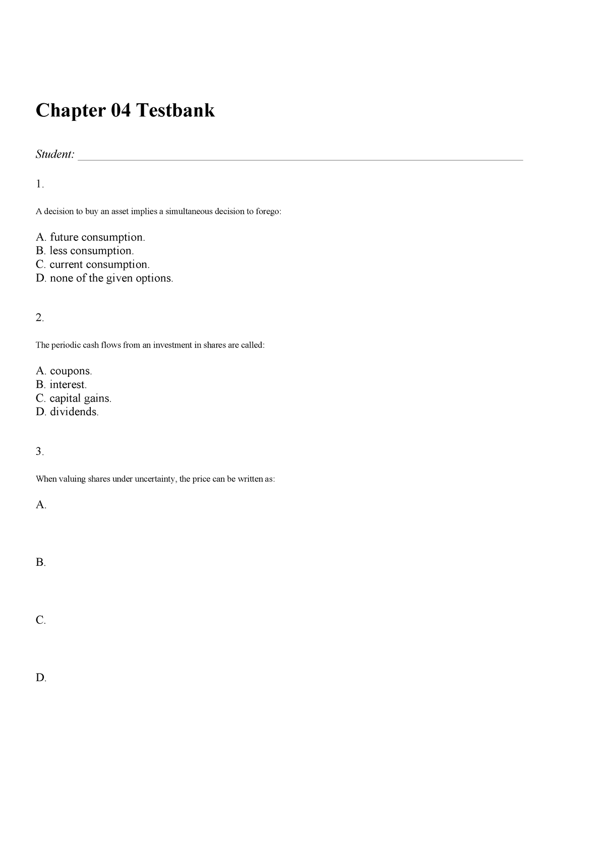 Chapter 04 Testbank - Chapter 04 Testbank Student: - Studocu