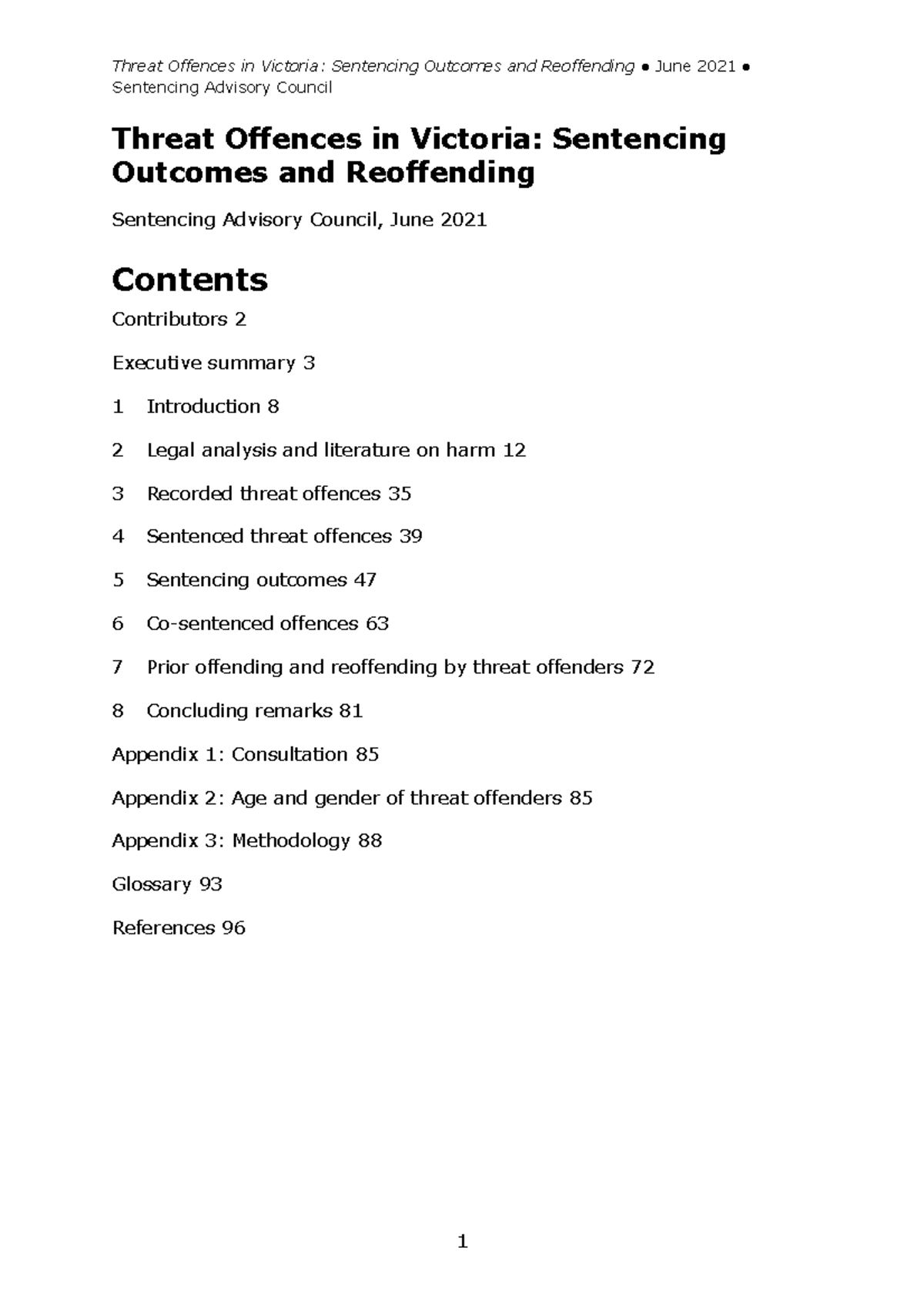 Threat Offences in Victoria Sentencing and Reoffending 0