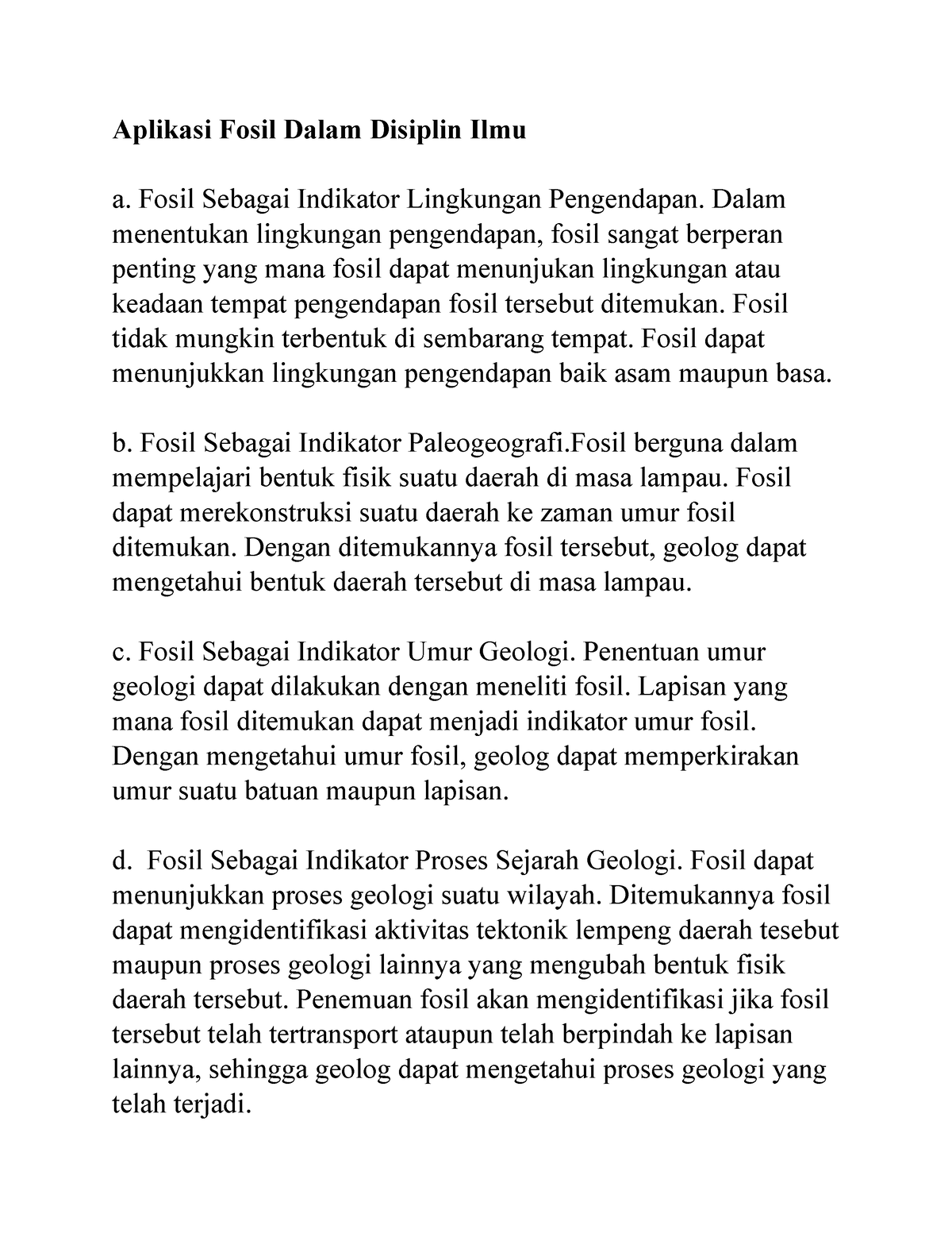 Fosil Dalam Disiplin Ilmu - Fosil Sebagai Indikator Lingkungan ...