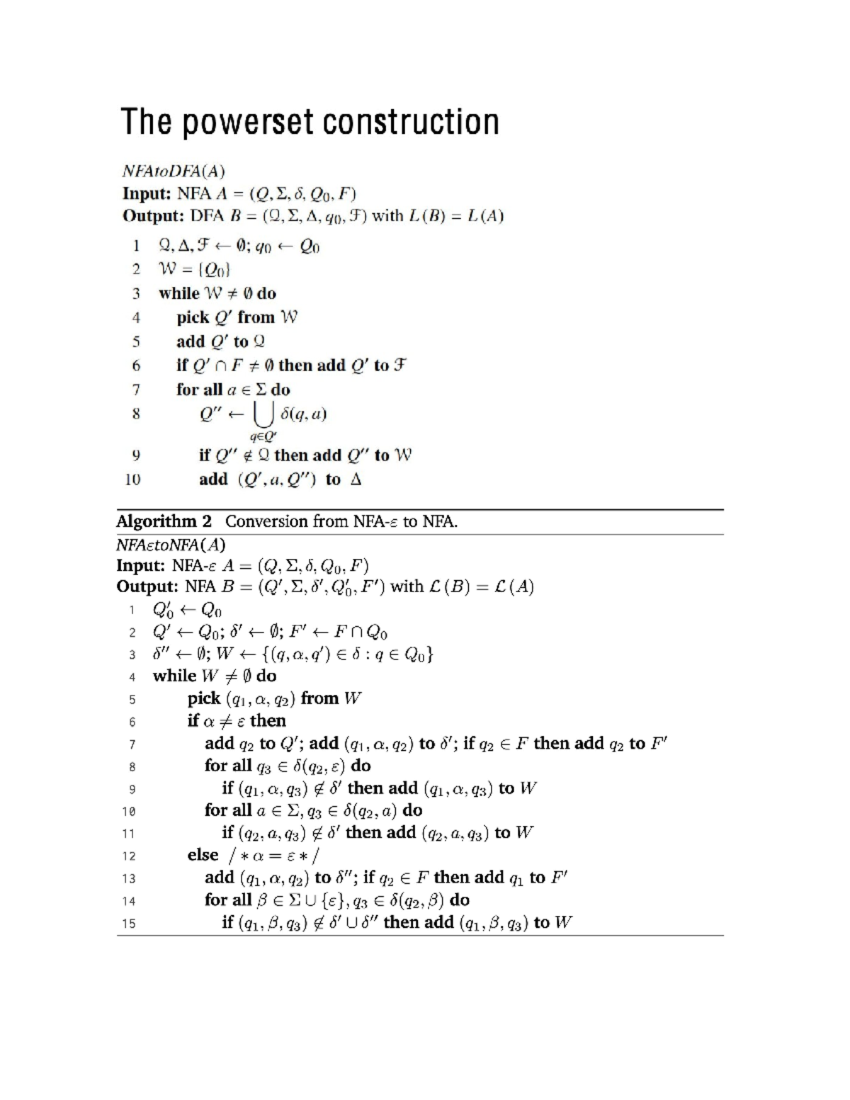 AFL Algorithms - Automate and Formal Languages - Studocu