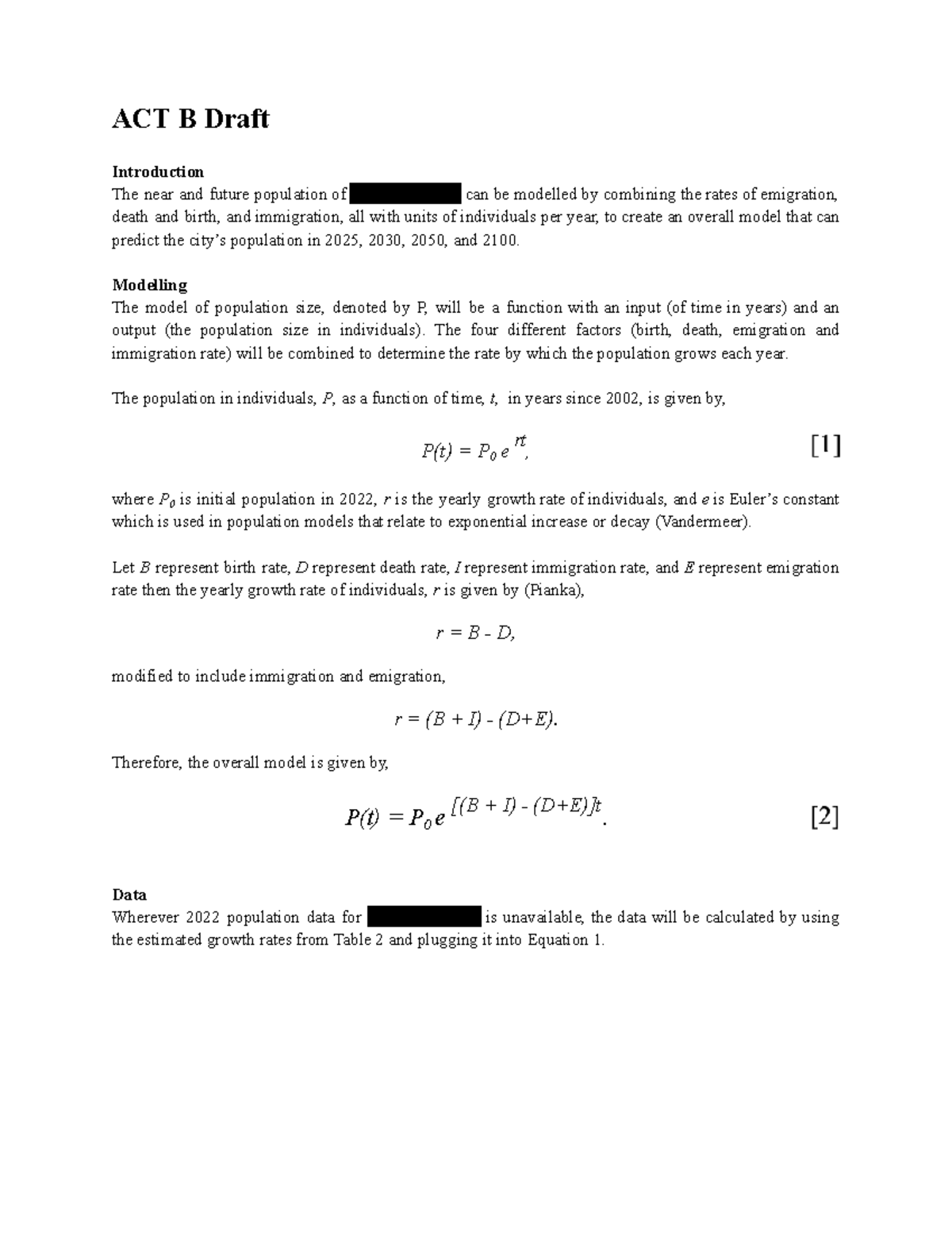 ACT B Draft - ACT B Draft Introduction The Near And Future Population ...