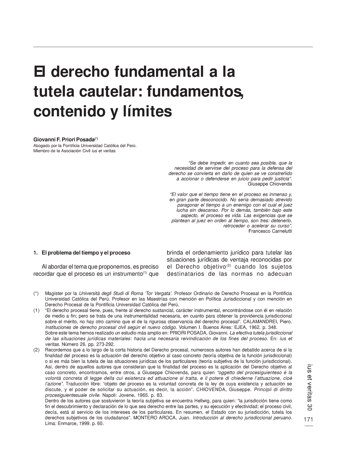 Derecho A LA Tutela Cautelar - Giovanni Priori - Ius Et Veritas 30 171 ...