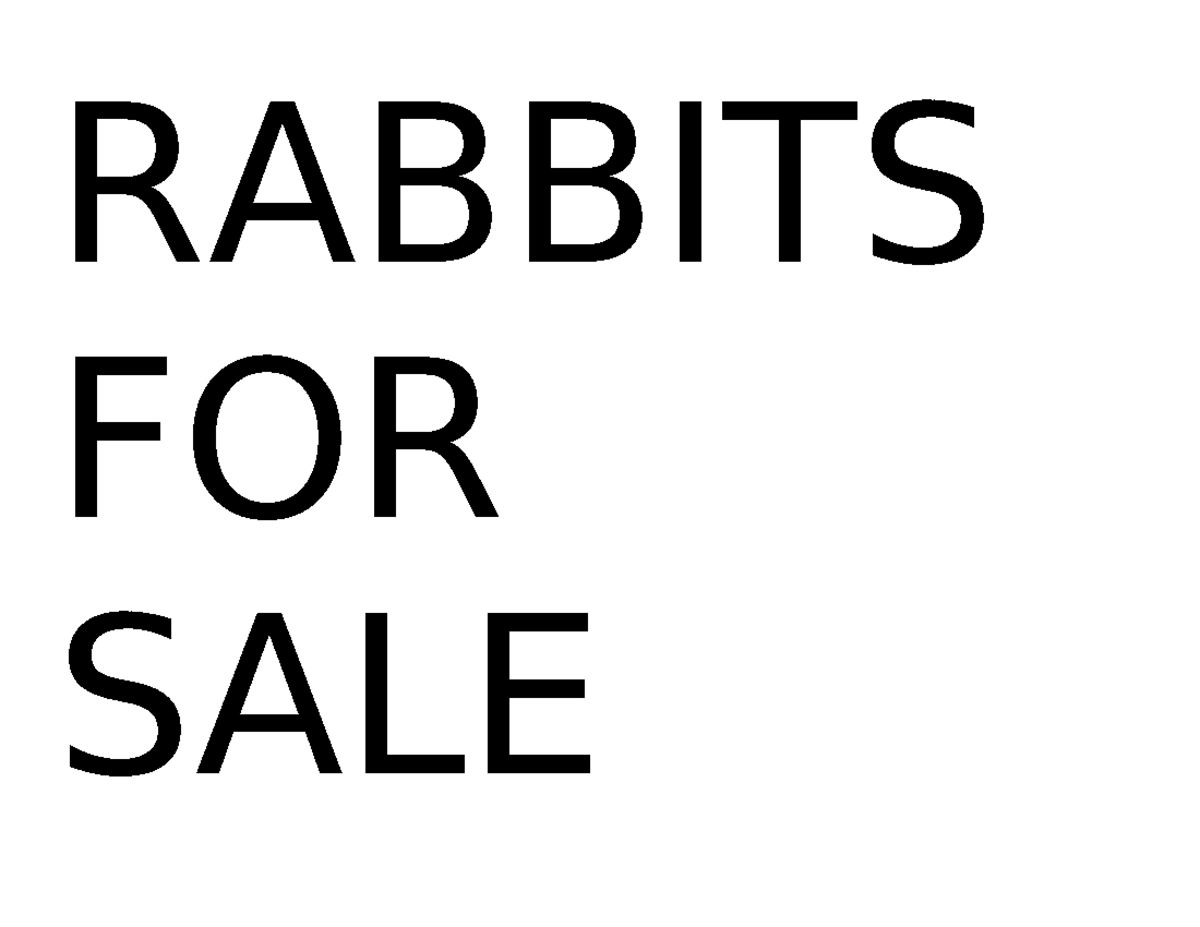 Rabbits - yeah - Social Psychology Filipino - RABBITS FOR SALE - Studocu