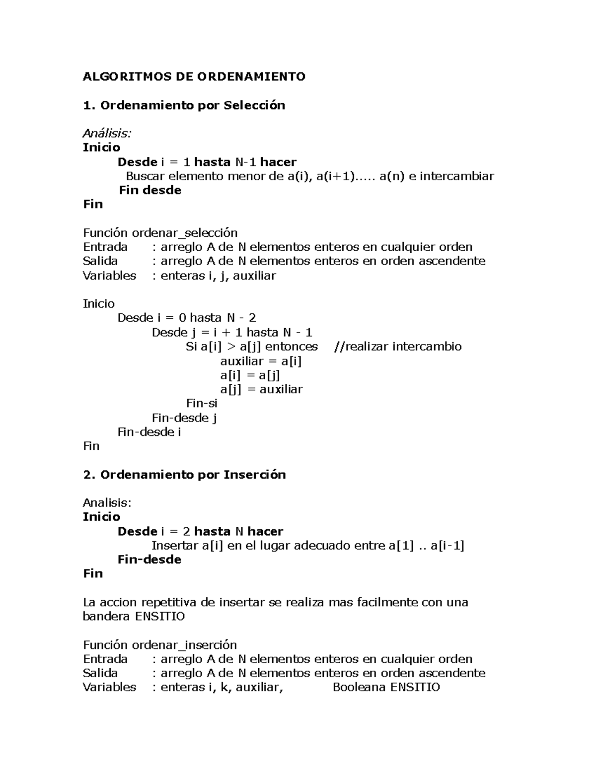 Algoritmos DE Ordenamiento ALGORITMOS DE ORDENAMIENTO 1. Ordenamiento