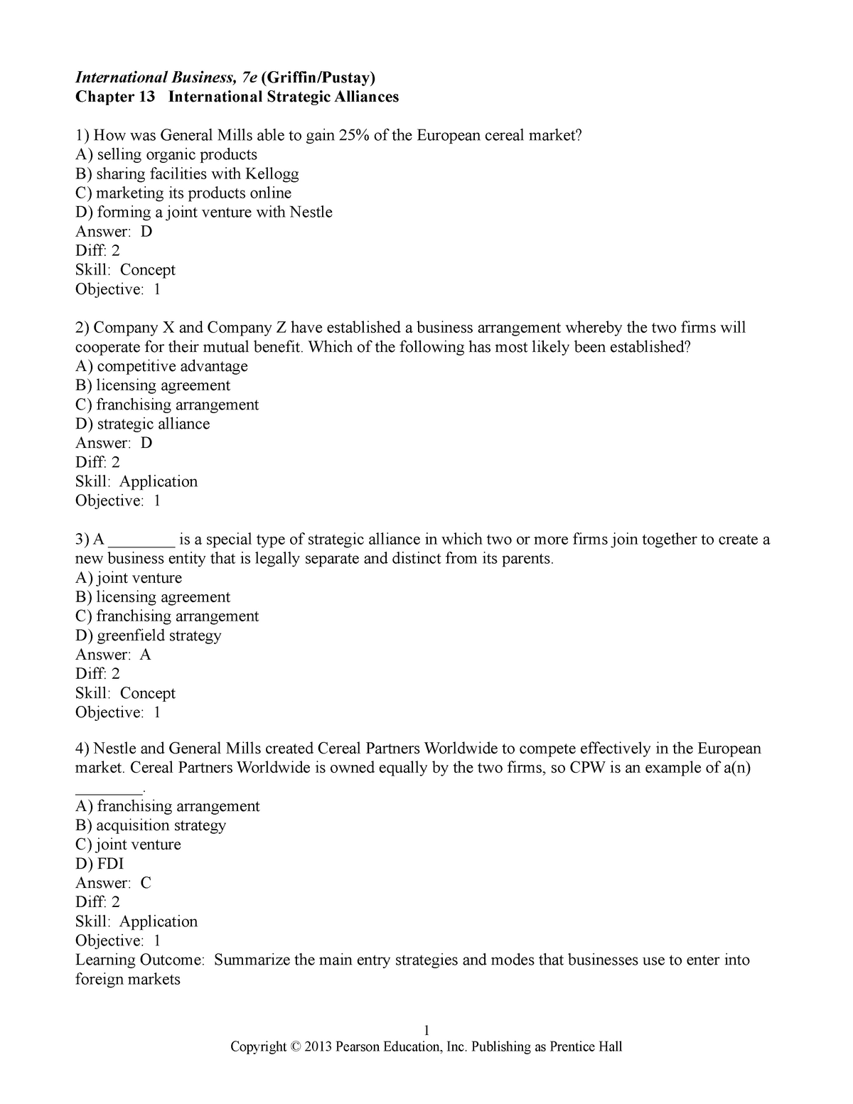 International Business Management test bank Chapter 13 International