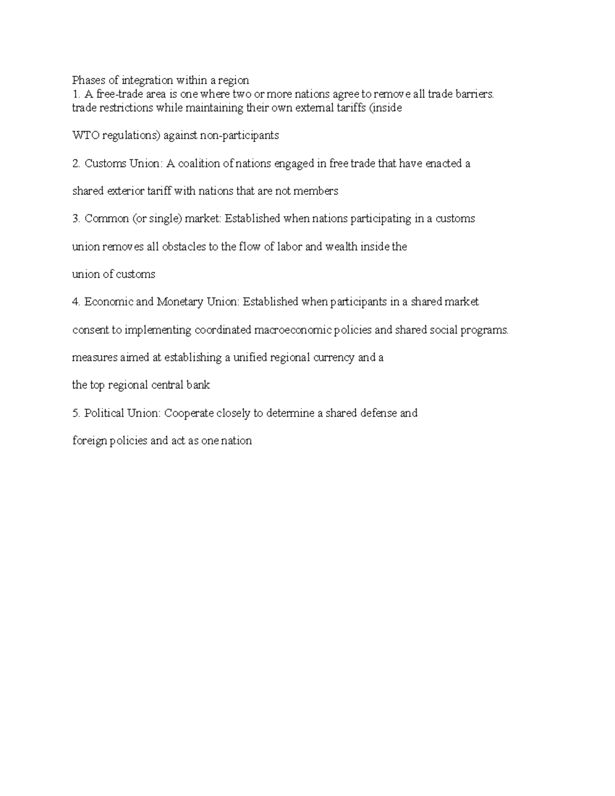 Phases of integration within a region - trade restrictions while ...