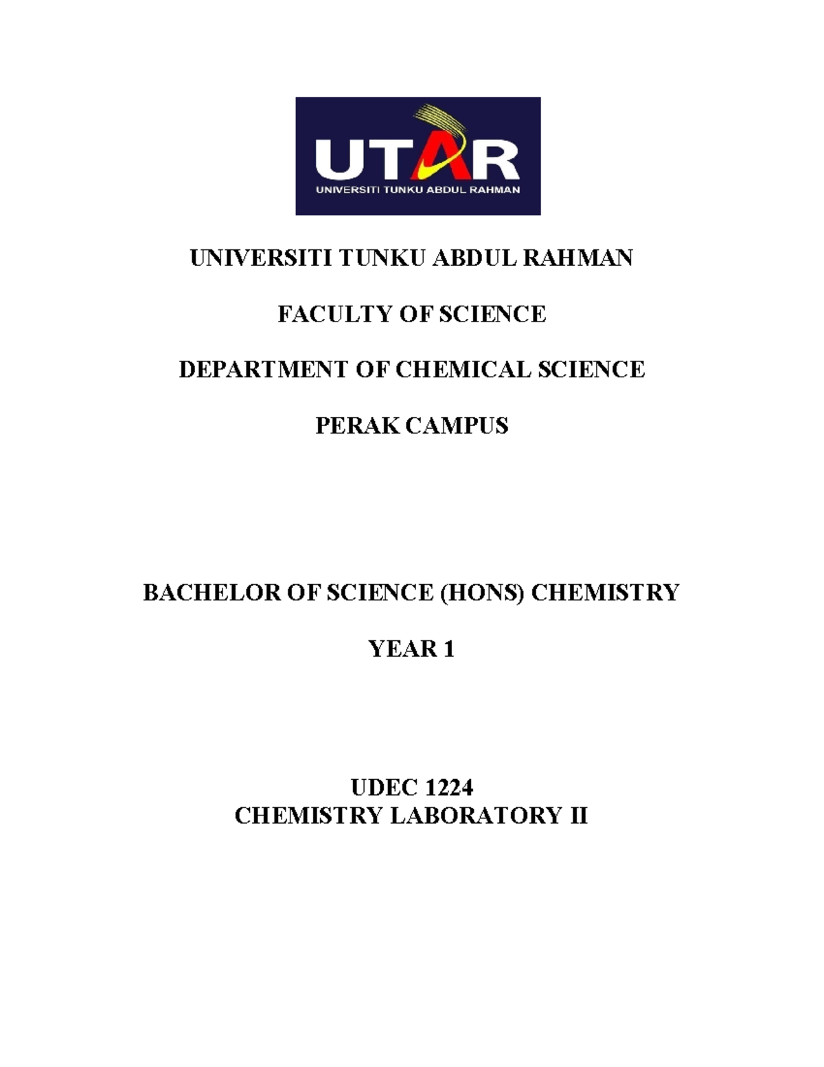 UDEC 1224 - Chemistry Laboratory II Lab Manual May 2020 - UNIVERSITI ...