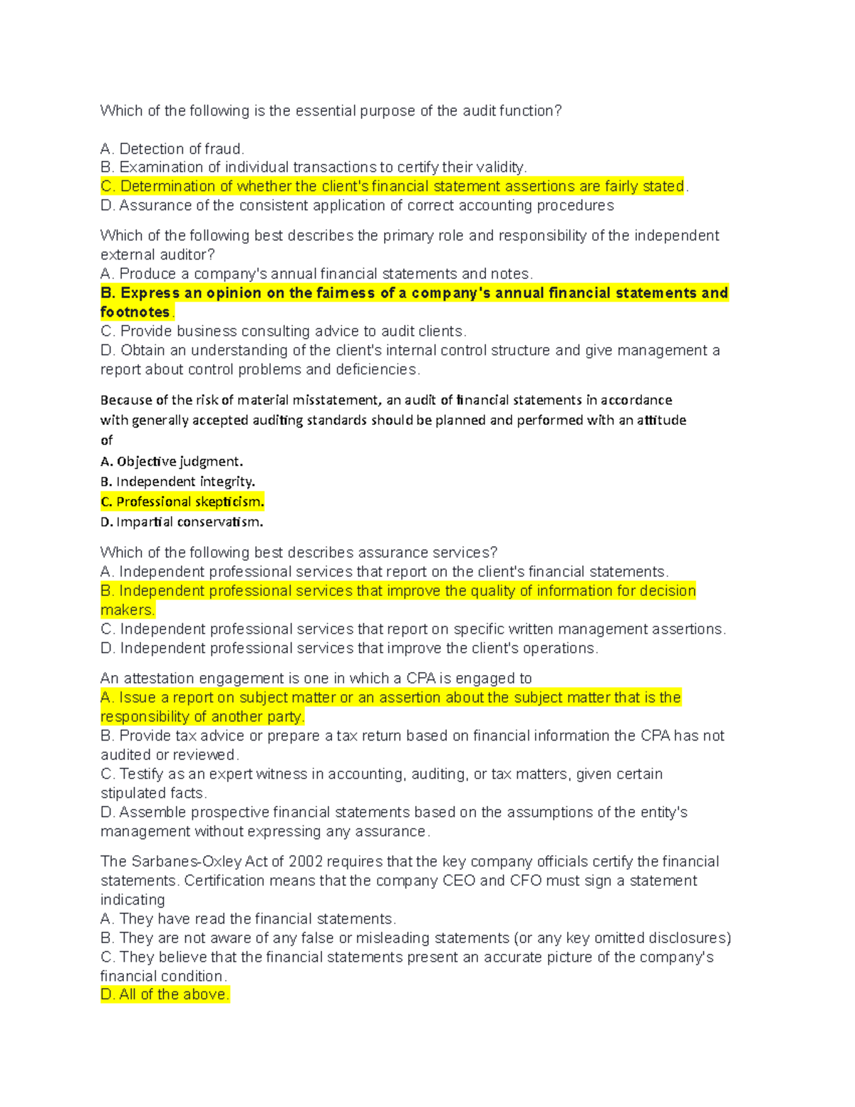 AAPQuizlet Quizzer Which of the following is the essential purpose