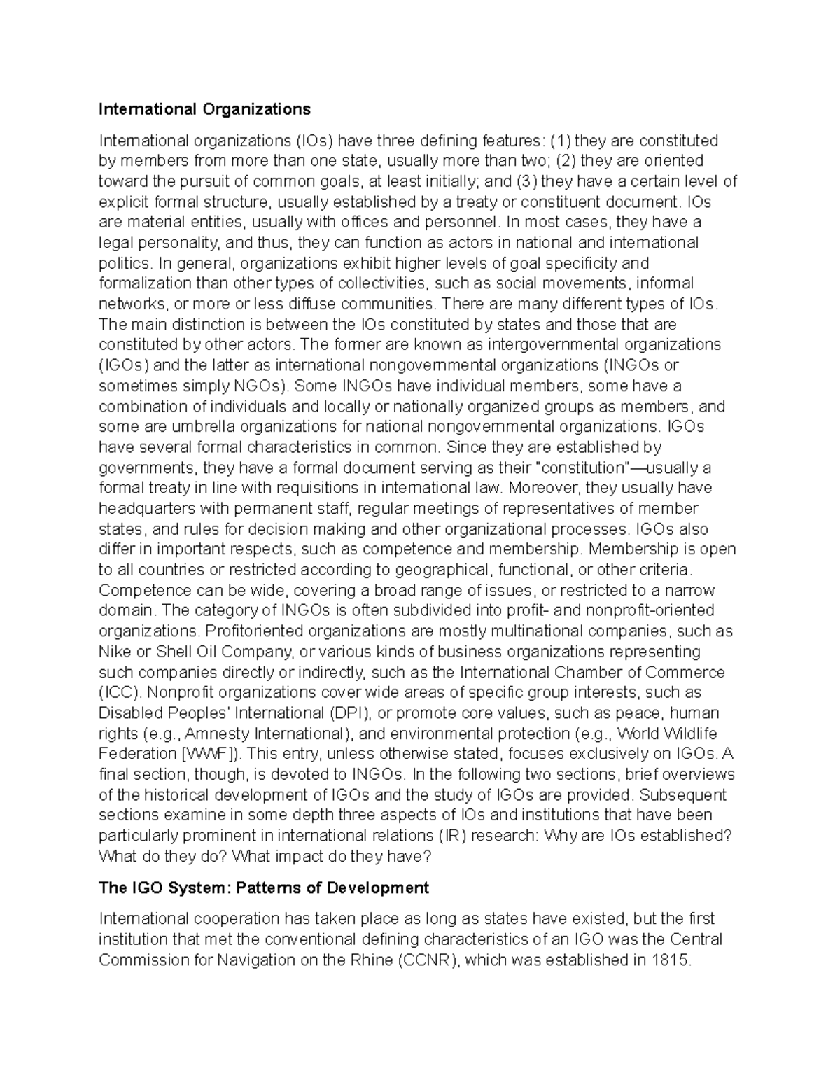 International Organizations - International Organizations International ...