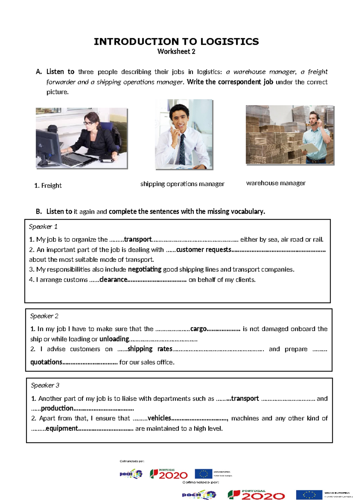 Worksheet 2 (27) - ficha de logistica - INTRODUCTION TO LOGISTICS ...
