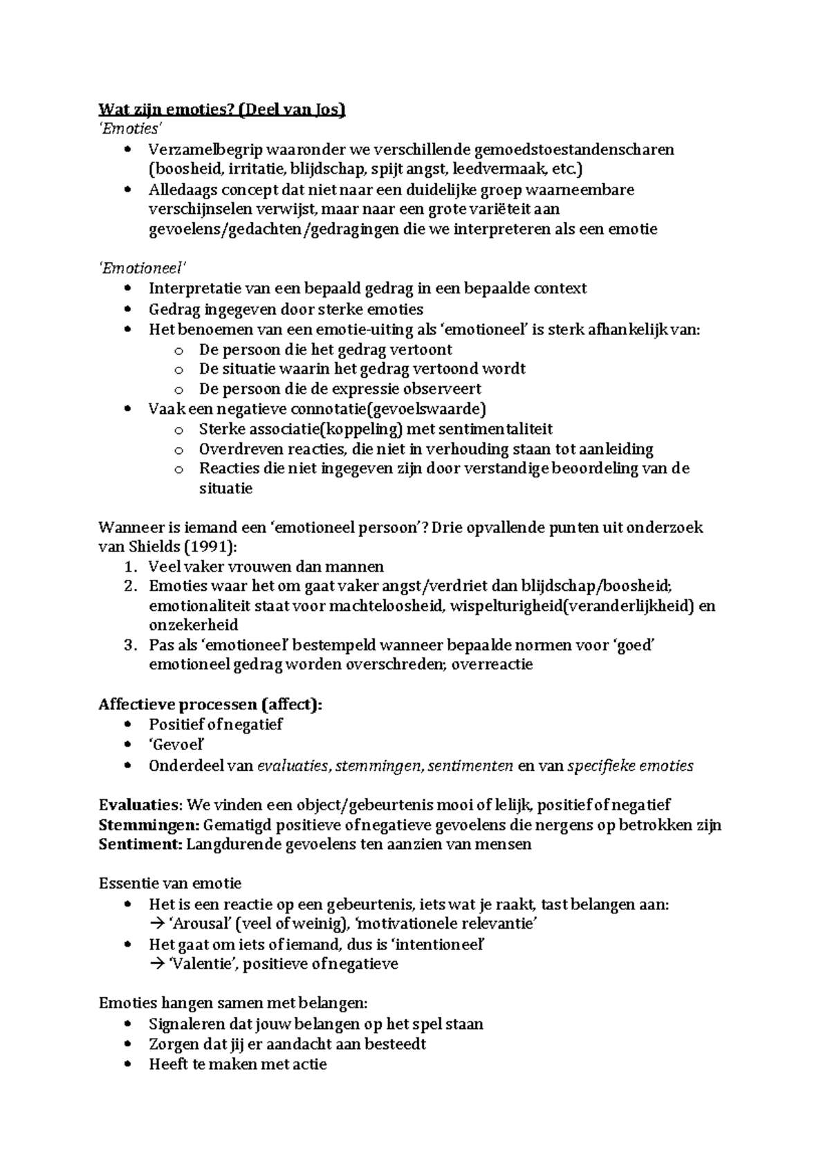 Samenvatting Communicatiekunde: Week 1-4 - Wat Zijn Emoties? (Deel Van ...