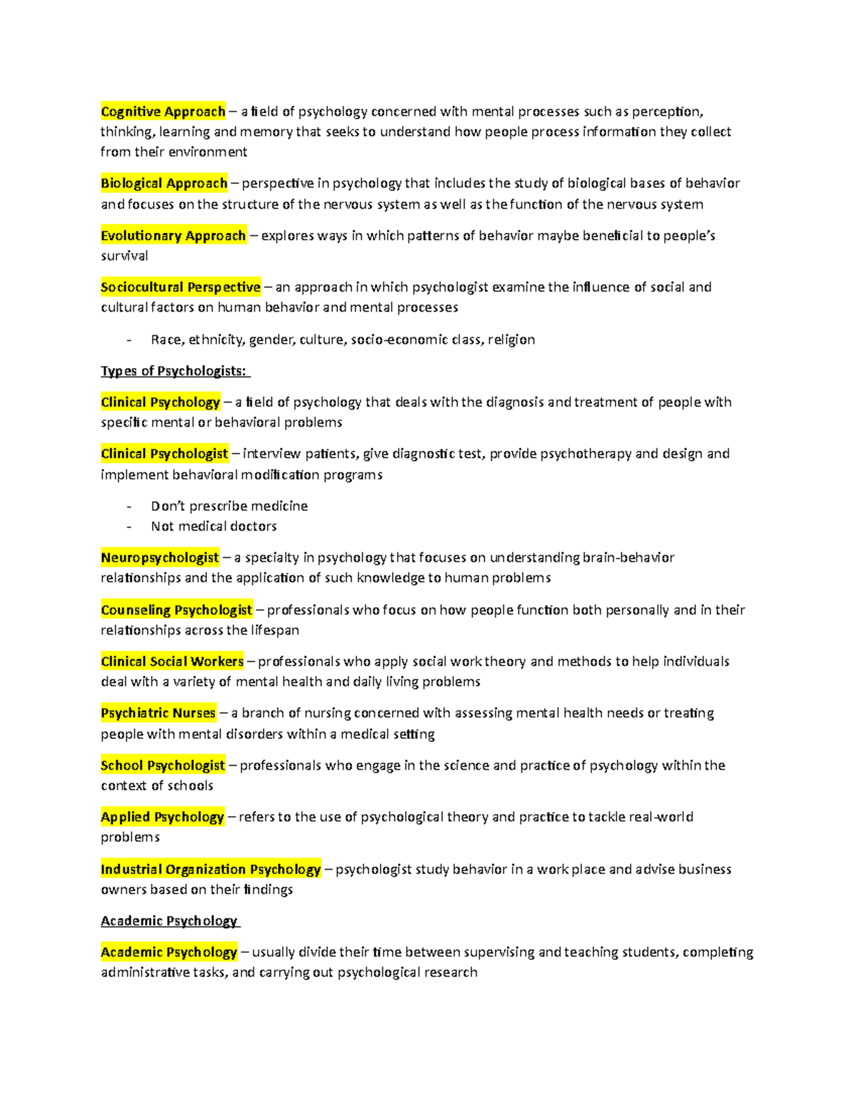 Psychology Notes #2 - Cognitive Approach – a field of psychology ...