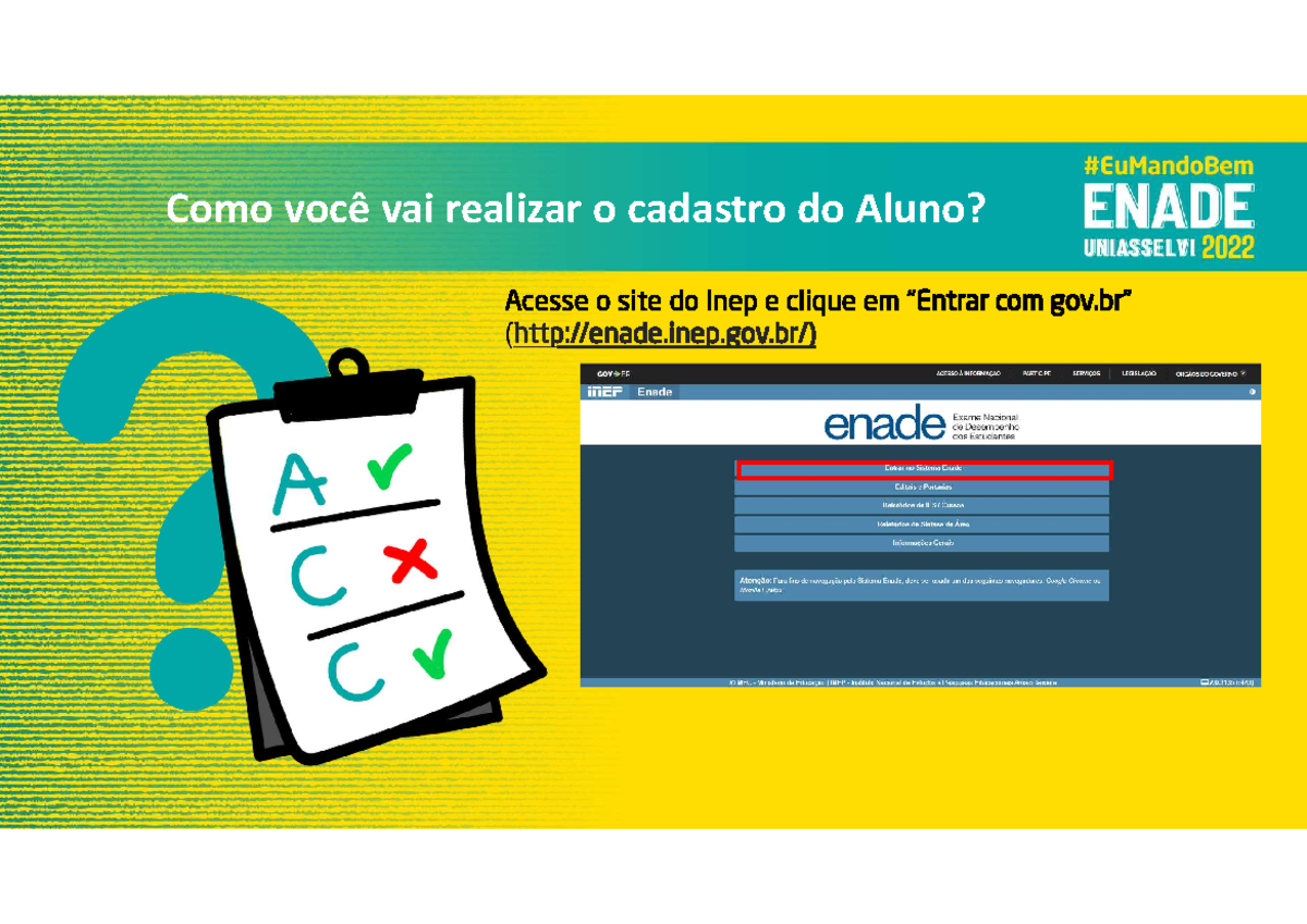 Cadastro do Estudante Sistema Enade - Como você vai realizar o cadastro ...