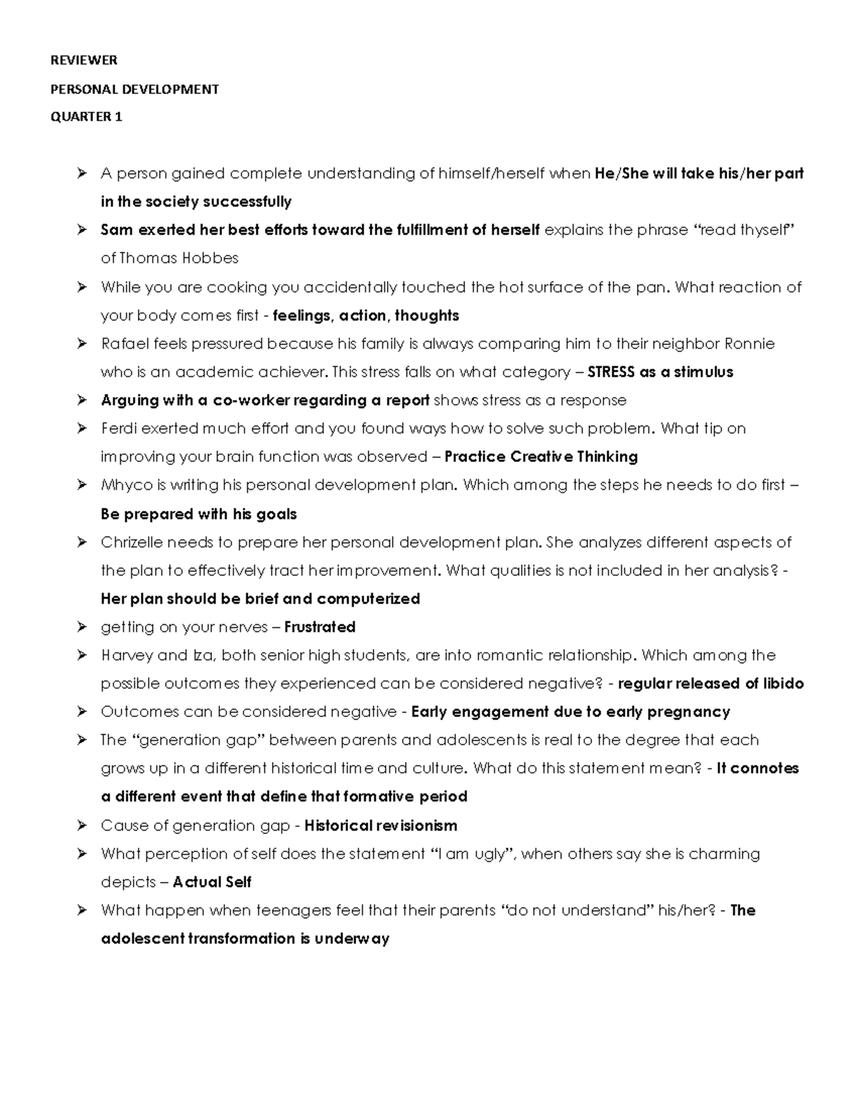 Personal development quarter 1 - REVIEWER PERSONAL DEVELOPMENT QUARTER ...