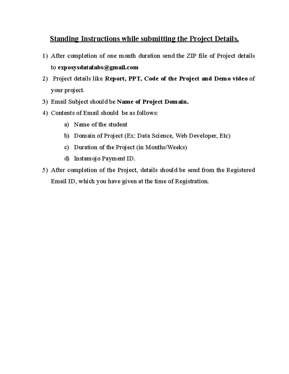 EDL Standing Instructions TO Submit THE Project - Standing Instructions ...