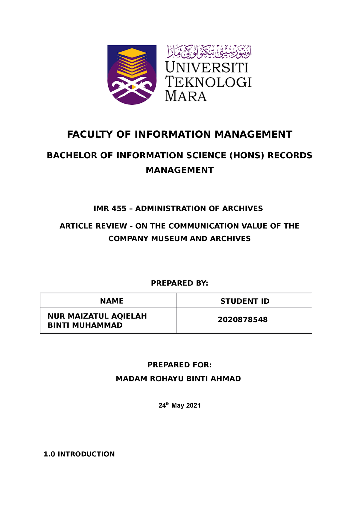 imr 454 article review