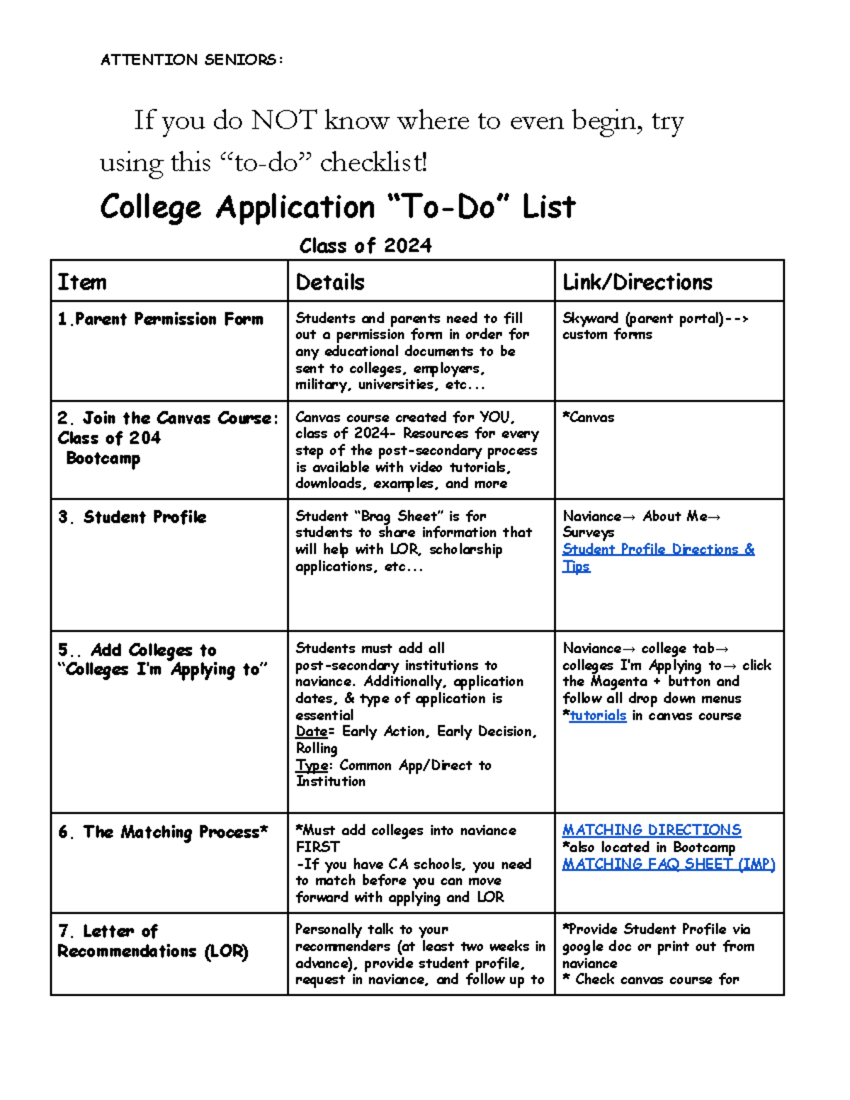 2024 College Application To Do List ATTENTION SENIORS If You Do NOT   Thumb 1200 1553 