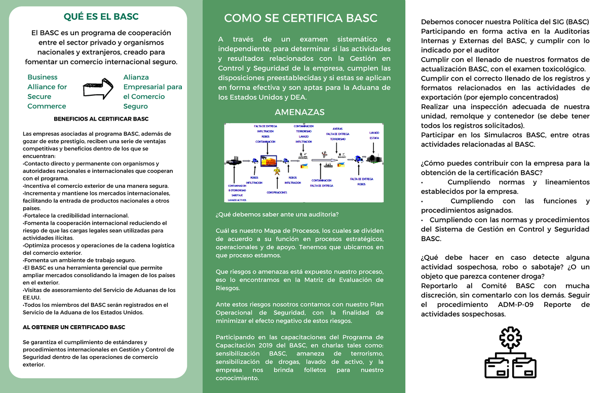 5. Triptico BASC - BASC - QUÉ ES EL BASC COMO SE CERTIFICA BASC El BASC ...
