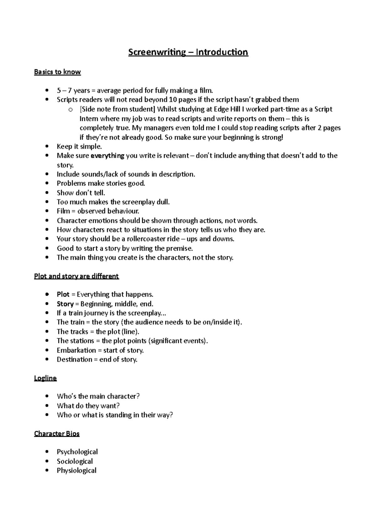 Screenwriting - Introduction - Screenwriting – Introduction Basics to ...
