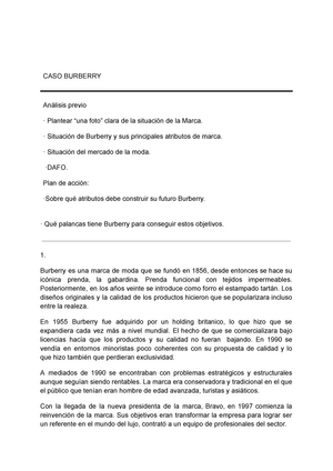 MBA FT9 Moda Burberrys Rodríguez Judith - CASO BURBERRY Análisis previo ·  Plantear “una foto” clara - Studocu