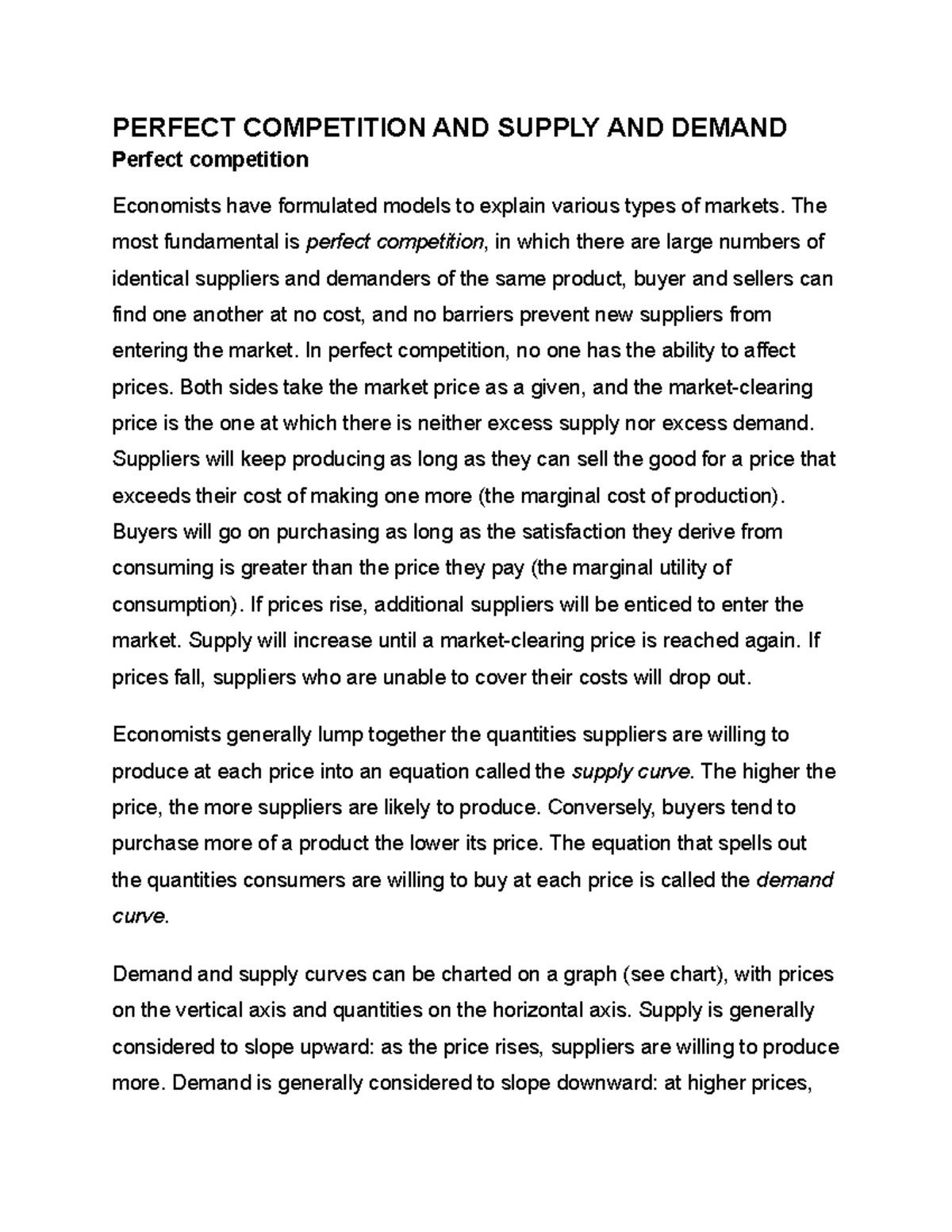 Perfect Competition AND Supply AND Demand - PERFECT COMPETITION AND ...