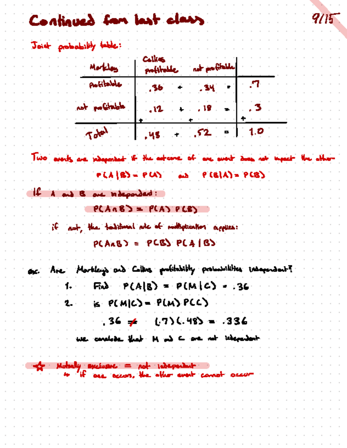 BSAD 030 ch3 assignment - Continued from last class 9115 Joint ...