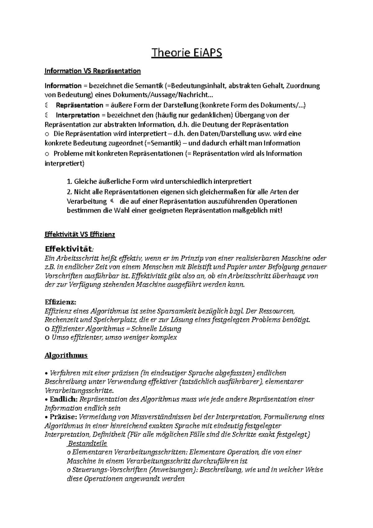 Eiaps Theorie Vorlesung - Theorie EiAPS Information VS Repräsentation ...