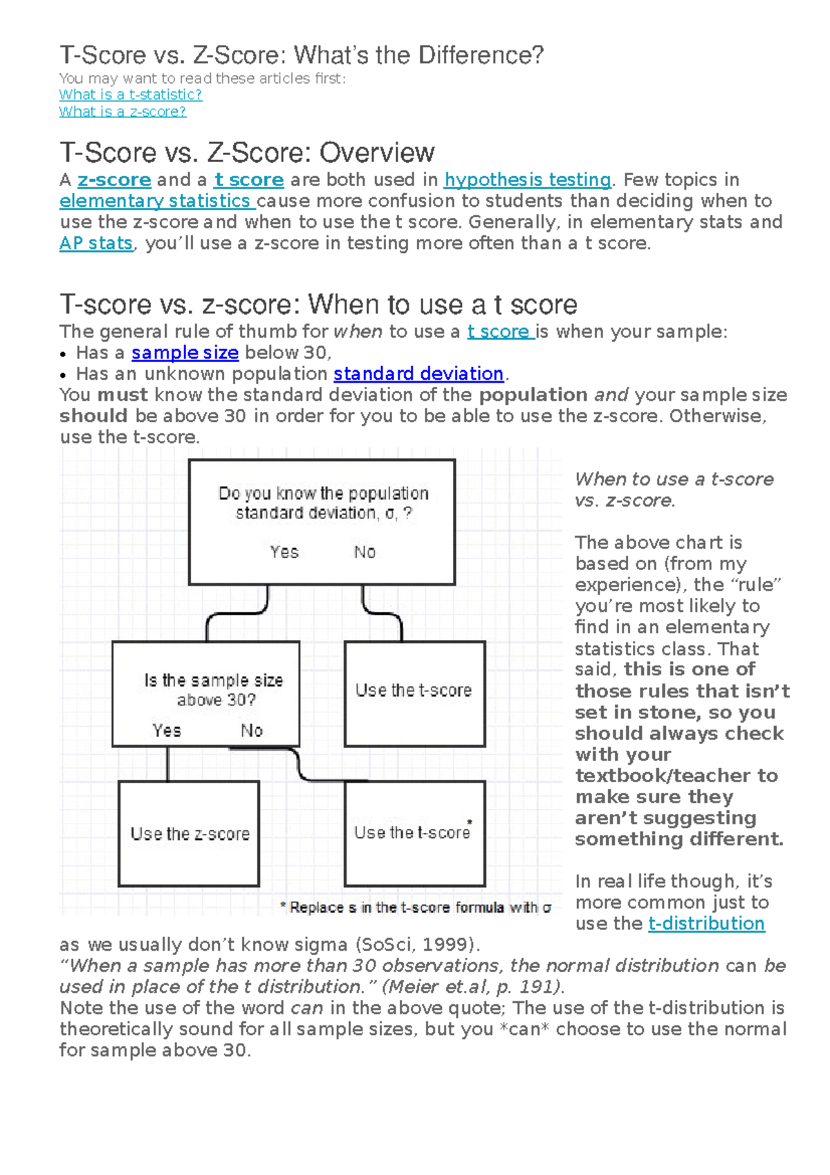 T-Score vs. Z-Score: When to Use Each - Statology