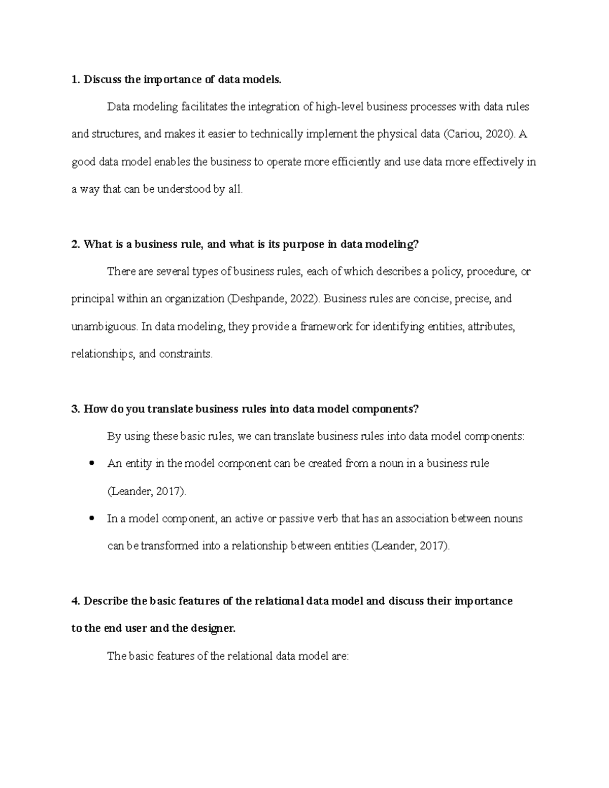 Homework Assignment 2 - Discuss the importance of data models. Data ...