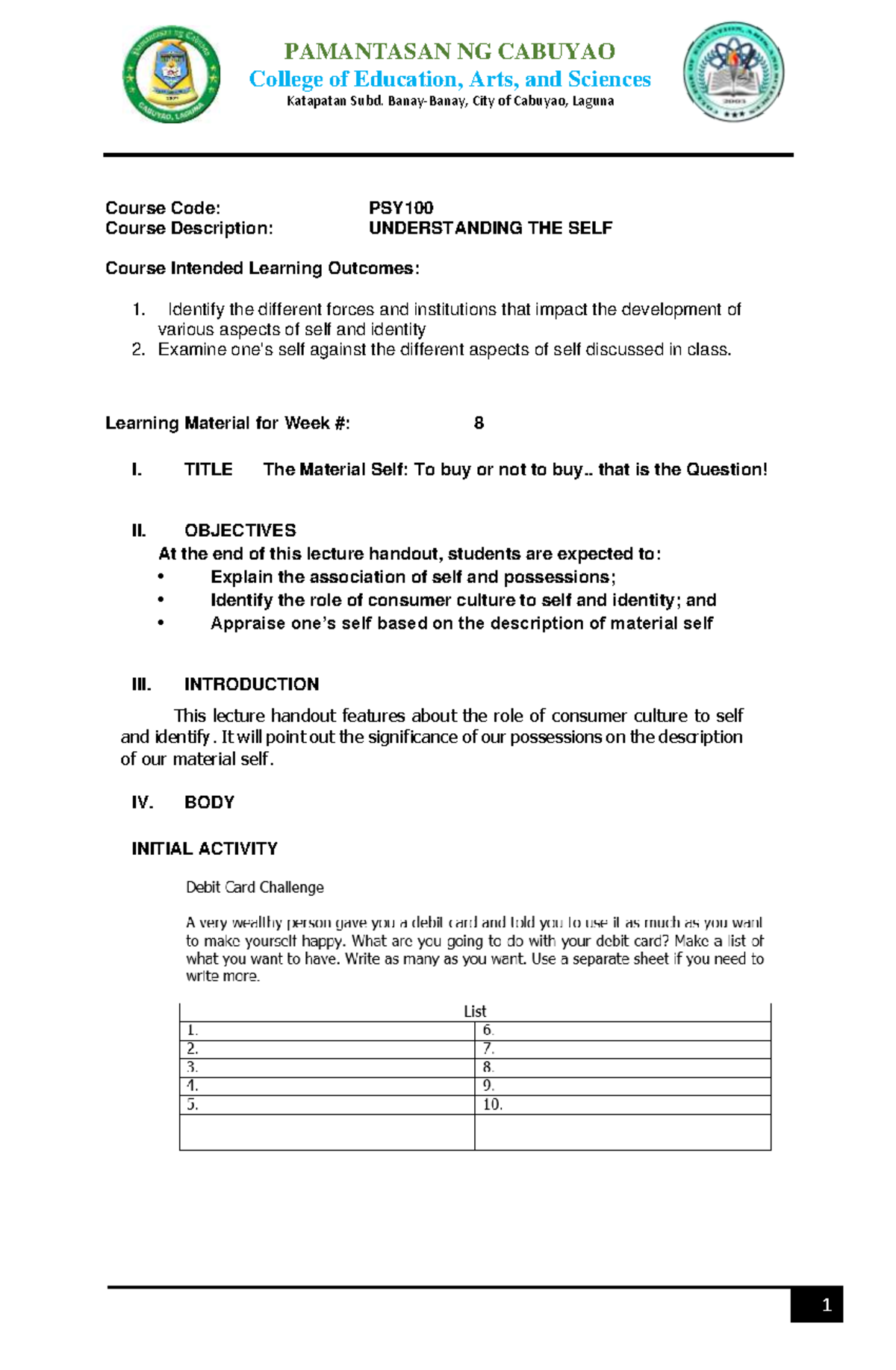 WEEK8 PSY100 LM Psychology College Of Education Arts And Sciences 